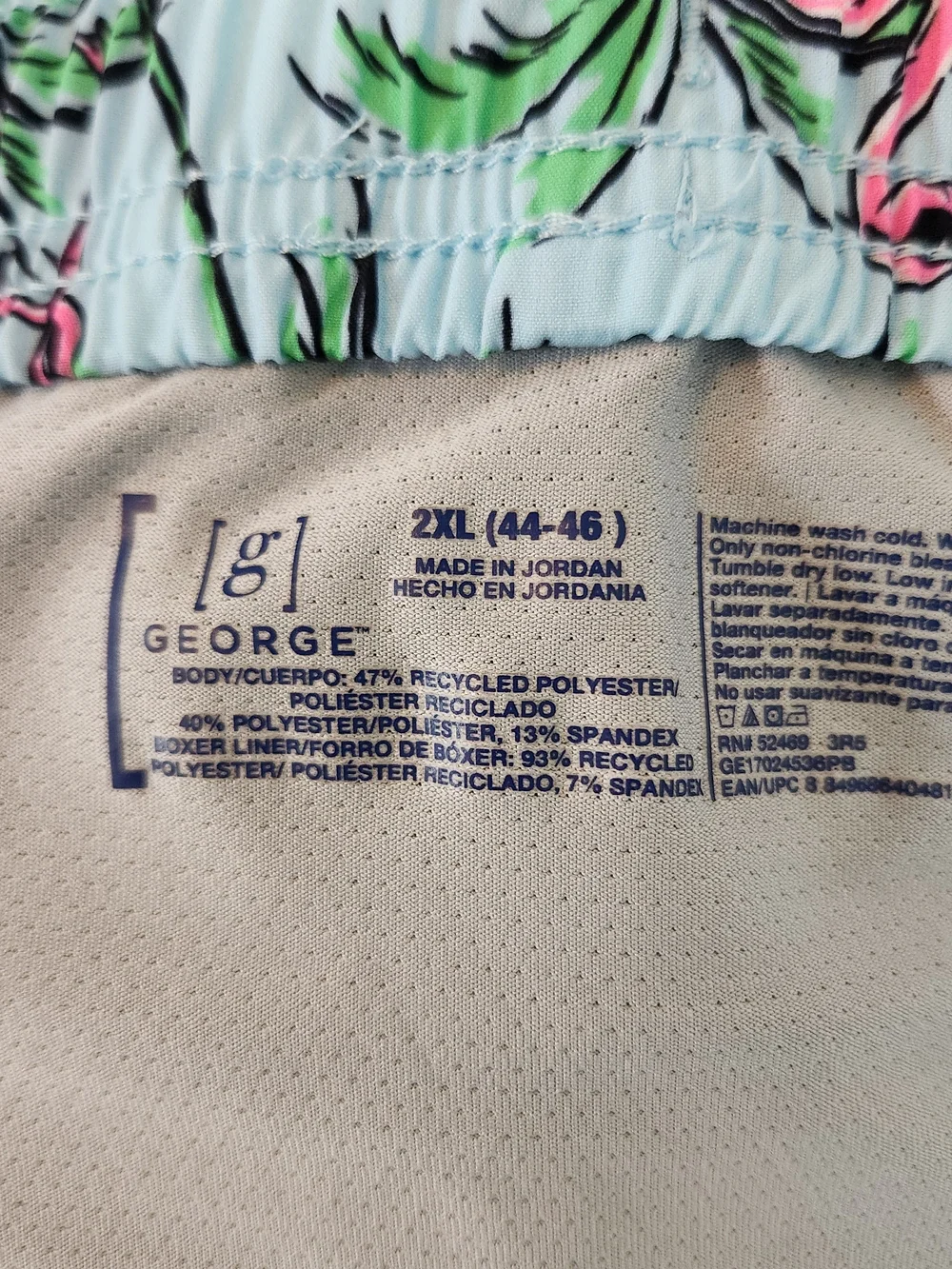 George Blue and Pink Flamingo Print Swim Trunks Size 2XL 5